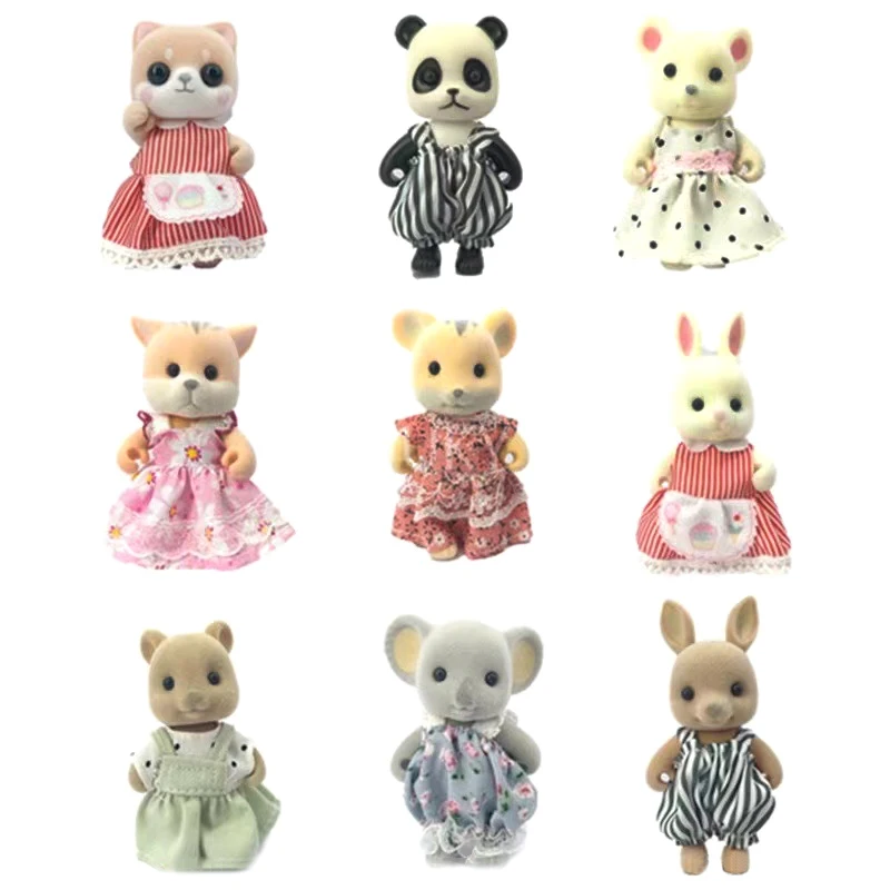 دمية صغيرة لمحاكاة الحيوانات العائلية في الغابات ، أرنب ، سنجاب ، دب ، نموذج بيت الدمية ، ألعاب المطبخ ، لعبة التظاهر ، هدية طفل