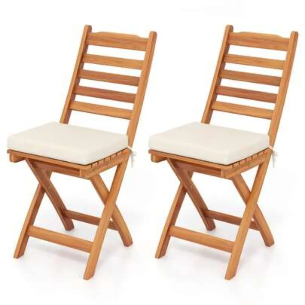 Folding Patio Chairs Set of 2 Outdoor Rocking Adirondack Chairs, Slatted Backrests, Soft Seat Cushions, Foldable for Storage, Heavy Duty Steel Frame, for Garden Deck Balcony Porch, 300 lbs Capacity, Relaxation Seat for Adults
