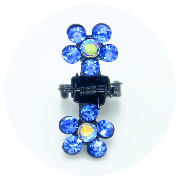 6 Stks/partij Kleine 2X1Cm New Fashion Leuke Crystal Bloemen Metal Hair Klauwen Geometrische Haar Clips Hoofdband Meisjes styling Tool Vlechten