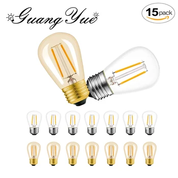 15 adet S14 plastik Vintage LED ışık ampuller E27 220V E26 220V 2W sıcak beyaz kırılmaz dize işık açık düğün dekorasyon