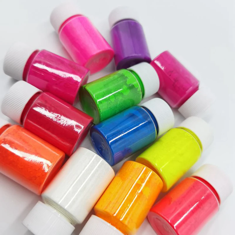 16 Bottles Neon Phosphor Powder Nail Glitter Fluorescent Powder Soap Dye Matte Eyeshadow Powder Manicure Nails Art Charming Dust