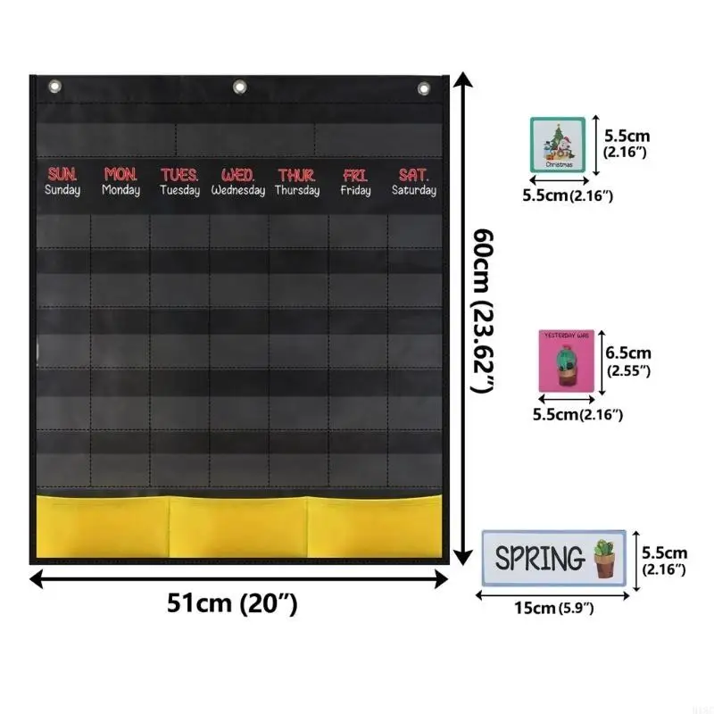 

20.07x23.62IN Календарь карманной карт для обучения Kid Calendar Learning