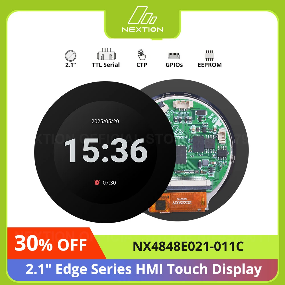 NEXTION NX4848E021-011C 2.1″ LCD-TFT Capacitive HMl Touch Display Module Edge Series RGB 65K Color Touchscreen Built-in RTC