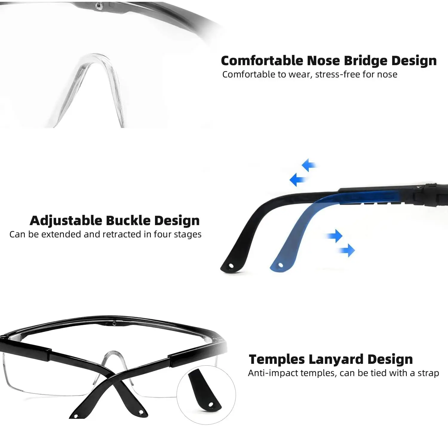 1 PC Unisex Safety Goggles — ANSI Z87.1 Certified, Anti-Fog & Scratch-Resistant Clear Wraparound Lenses for Maximum Protection