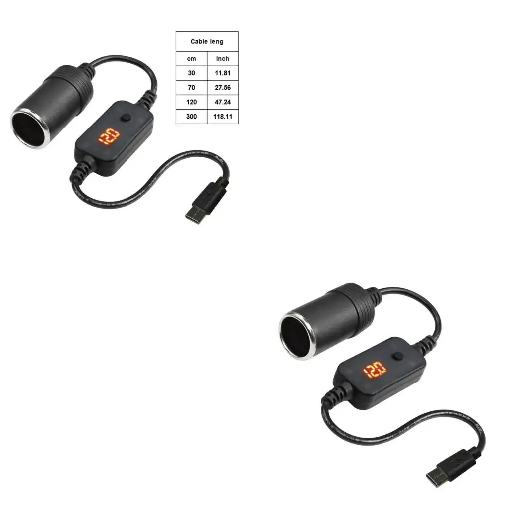  Multiple Lengths USB C Car Charging Cable 5/12/20V Voltages Adjustable 3cm-30cm