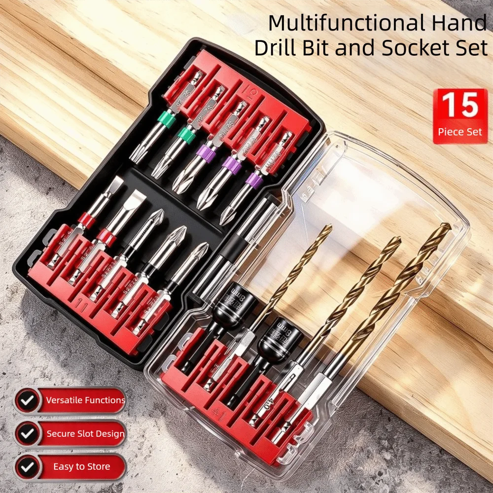 10/15 Pieces Impact Driver Bit Set Hex Shank S2 Steel Screwdriver Bits Kit Fast Driving Impact Resistant Hex Shank Bit Set