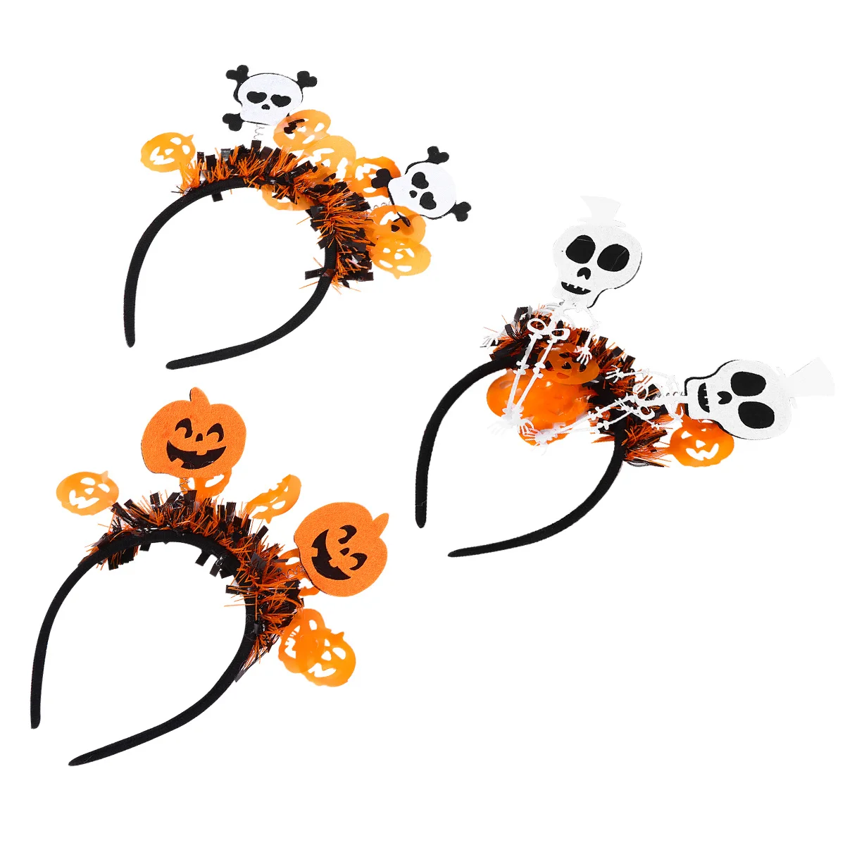 

3Pcs Halloween Headband Pumpkin Skull Hairband Durable Lightweight Party Costume Hair Accessories Pumpkin Headband
