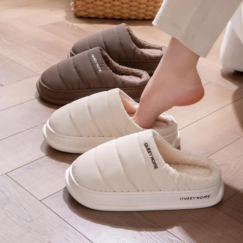 

Водонепроницаемые хлопковые тапочки, мужские зимние тапочки Thi Bot, пушистые домашние нескользящие теплые мужские и женские хлопковые тапочки