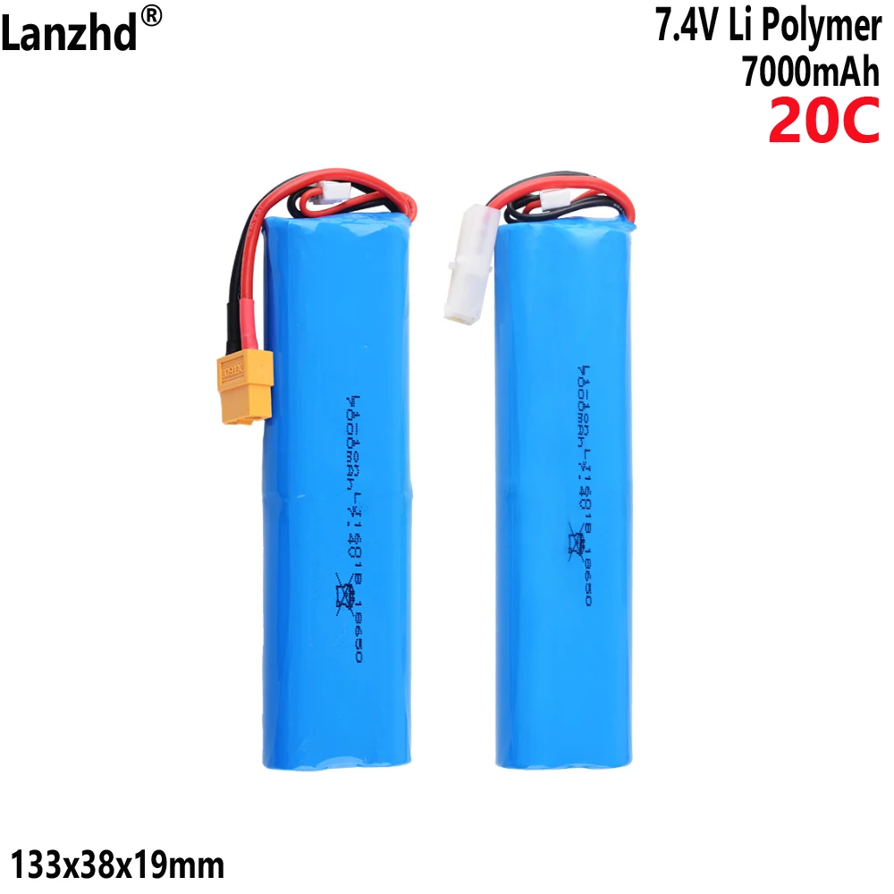 2S 7.4V Li polymer 7000mAh Rechargeable Lithium Battery For Henglong 3818, 3889, 3809 remote control tank batteries