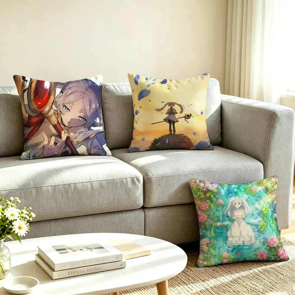 F-Frieren-Beyond Journeys End  Square Double-Sided printed Pillow Case Bedroom Bedside Pillow Sofa Cushion Cover