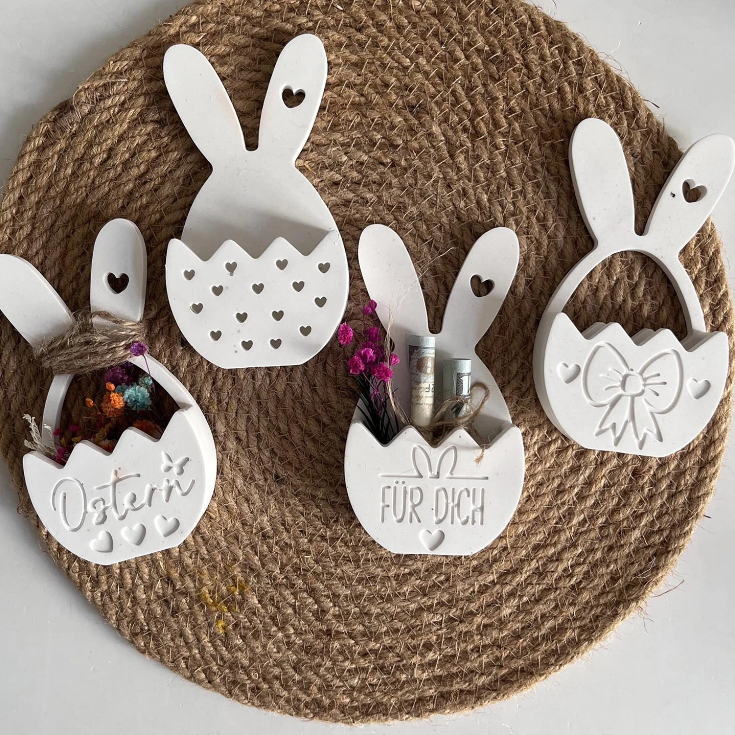 Easter Basket Rabbit Shape Silicone Mold DIY Jewelry Flower Gifts Storage Gypsum Plaster Mould Easter Egg Decoration Home Craft
