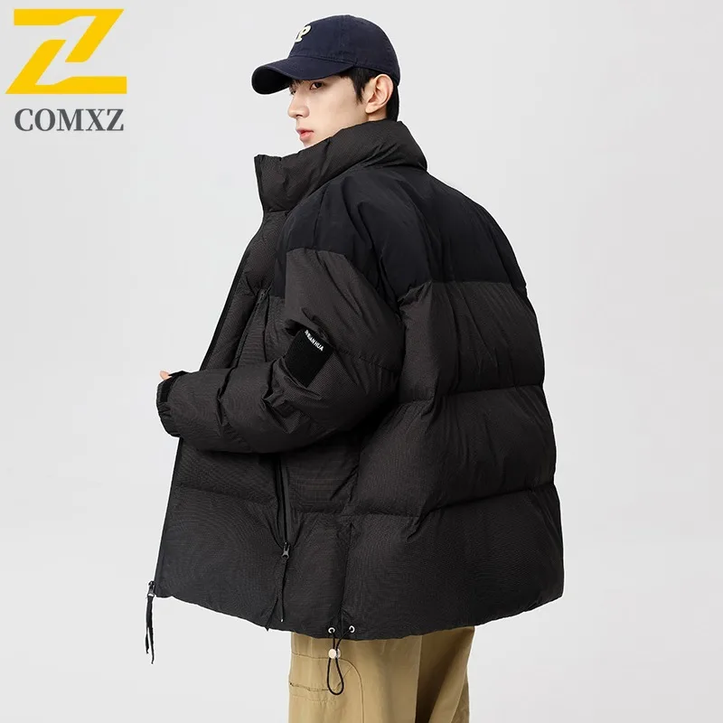 COMXZ 2025 New Autumn Winter Men Cotton Casual Padded Jacket Men Thick Quilted Puffer Stand Collar Coat lightweight windbreaker