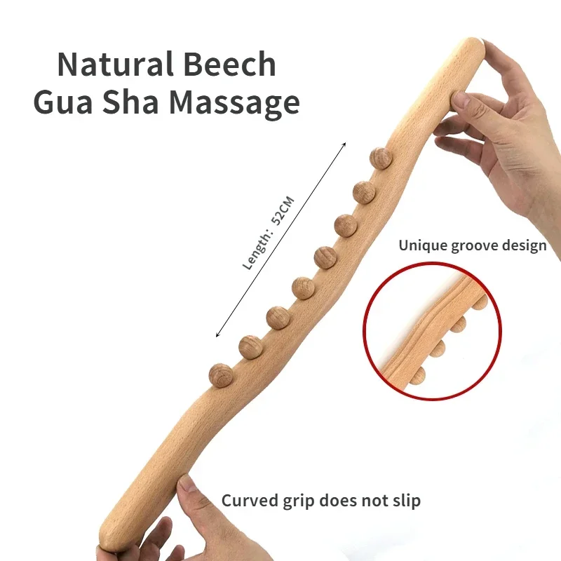 Massager for Body Natural Carbonized Wood Scraping Massage Stick Back Massager SPA Therapy Tool Point Treatment Guasha Relax