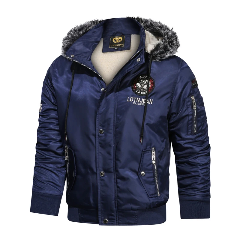 Herfst Winter Heren Warme Parka 'S Mode Mannen Katoen Dikker Thermische Capuchon Jassen Man Outdoor Bontkraag Windjack Jassen