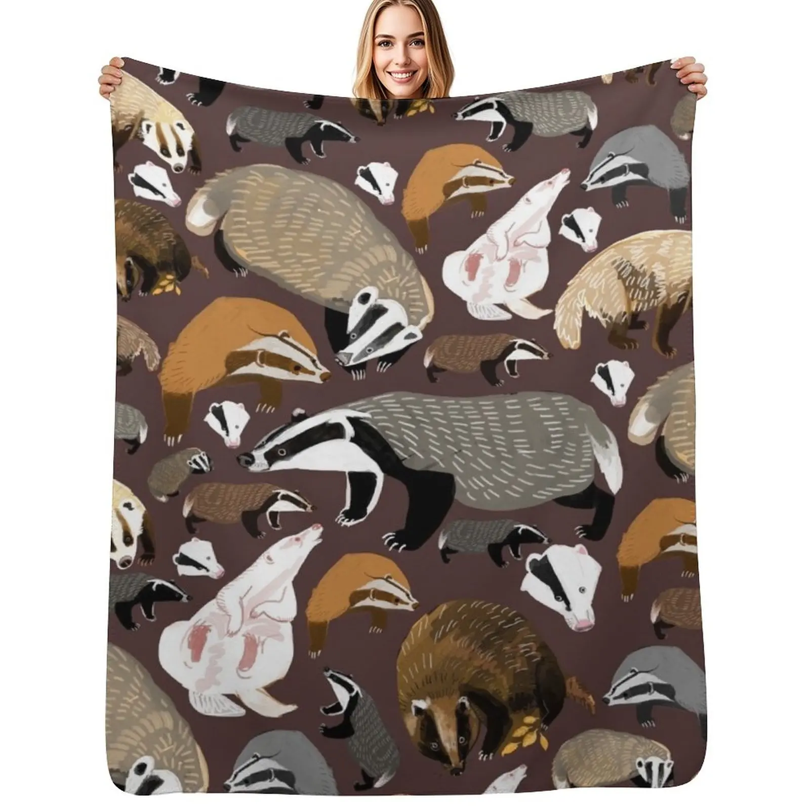 

European Badger Throw Blanket Soft Plush Blanket as Housewarming Gift