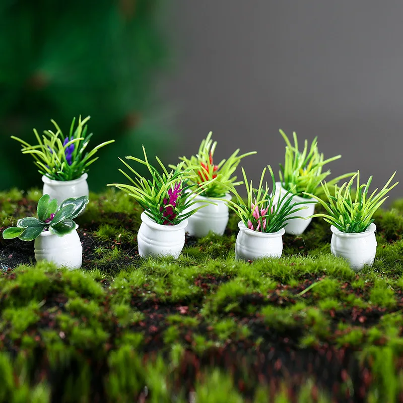 Miniatura De Flores Em Vaso E Modelo De Grama, Plantas Misturadas, Edifício De Jardim DIY, Mesa De Areia, Materiais De Layout De Cena, Kits De Diorama, 10Pcs