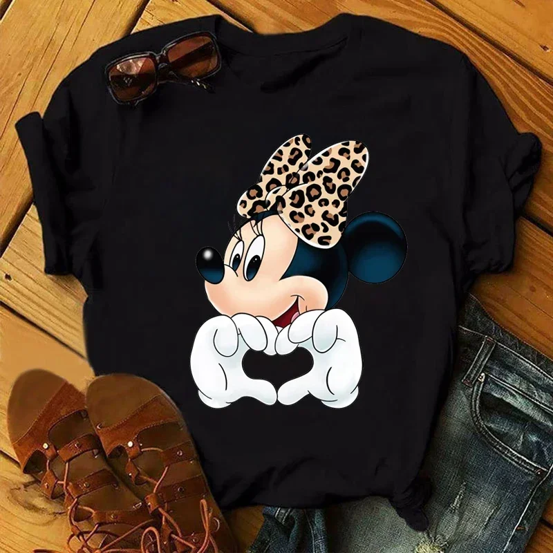 Cartoon Cute Graphic Women T-shirt Fashion Women Casual O-Neck Clothes New Mickey Mouse Printed Tee Shirt Kawaii Tees Tops