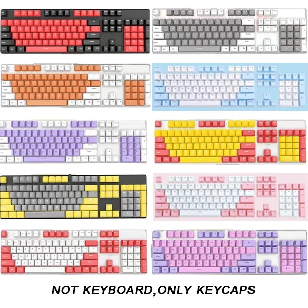 104 Key OEM Backlit Keycaps Set ABS Keycaps Double Shot Cyan White Key Caps for Mx Cherry Gateron Switch Mechanical Keyboard Kit