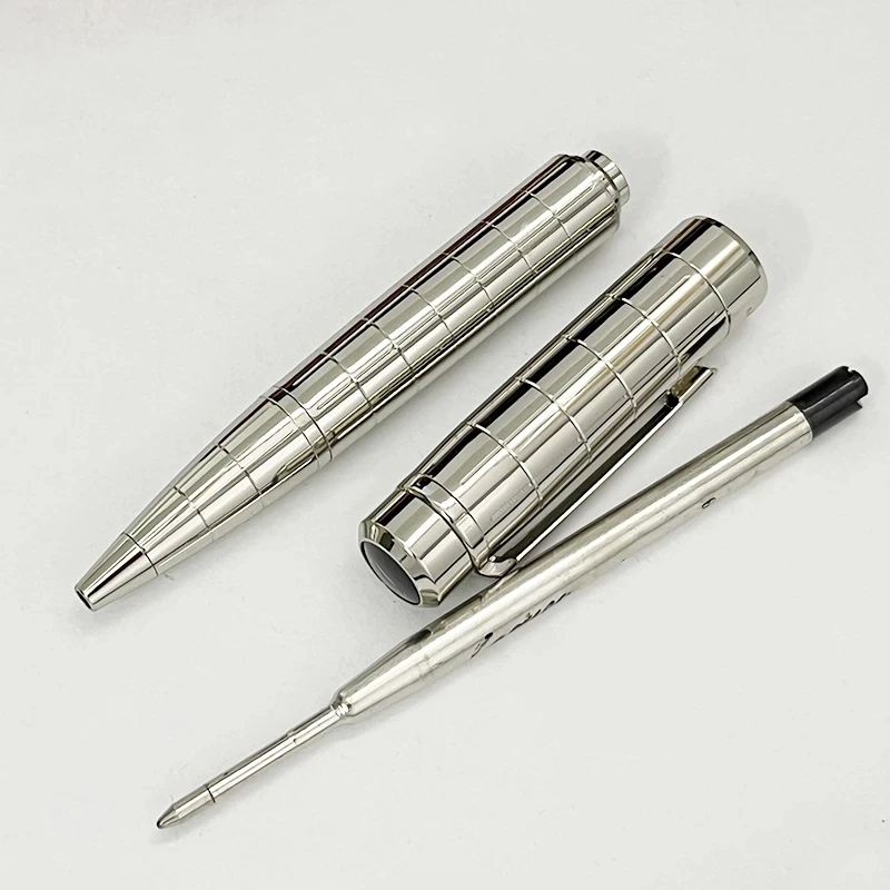 Luxury Classic Silver Checkered Ballpoint Pen With Box Office School Stationery With Smooth Writing