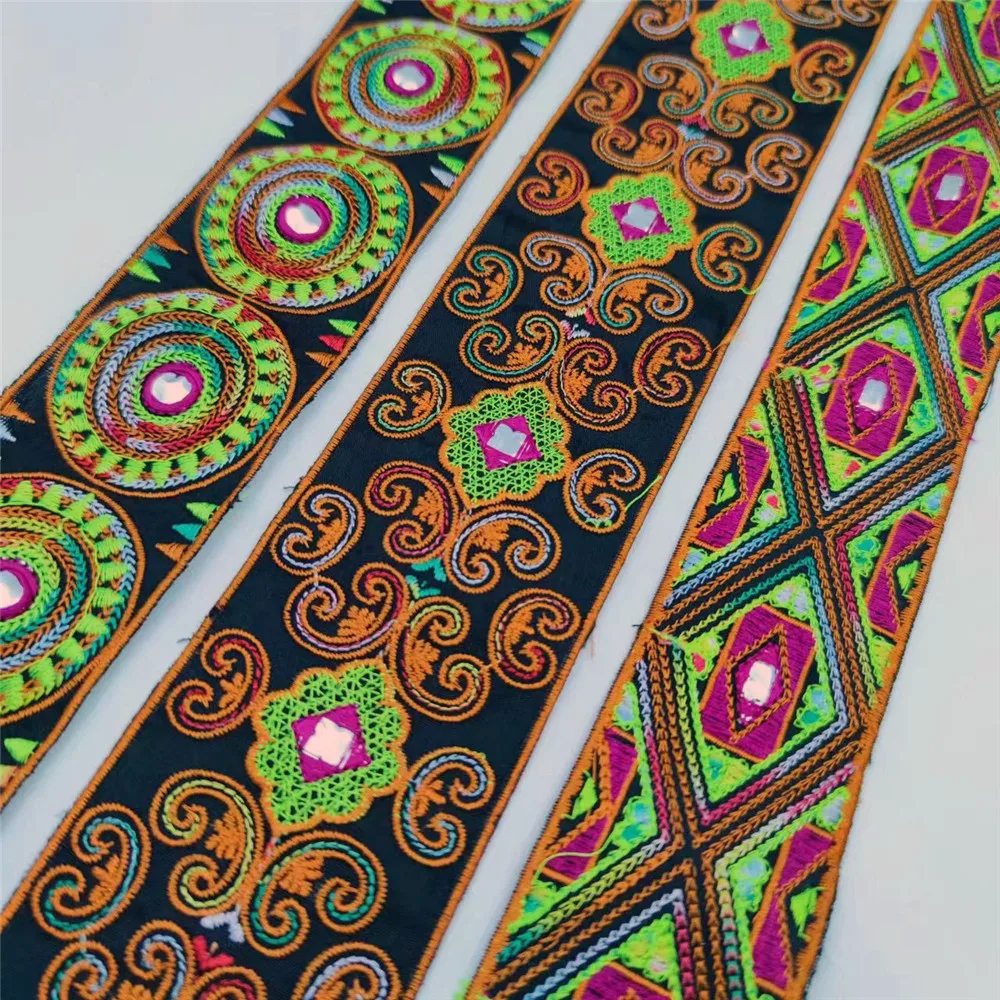 Ethnic Beautifully Lace Trims Ribbon 7cm Wide Webbing Sewing Material for Wedding Dress Decoration Embroidered Lace Fabric