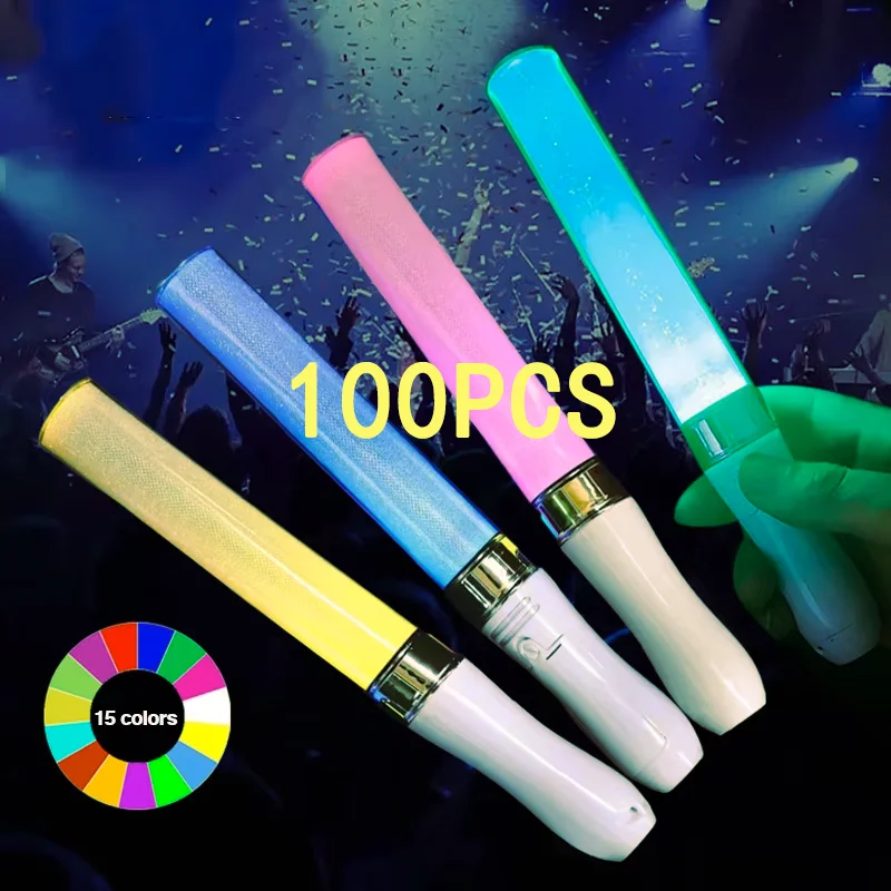 100 sztuk 15 kolorów Kpop Lightsticks Light Glow Sticks Luminous Rod Concert Glow Stick Świecące materiały na urodziny koncertowej Idol