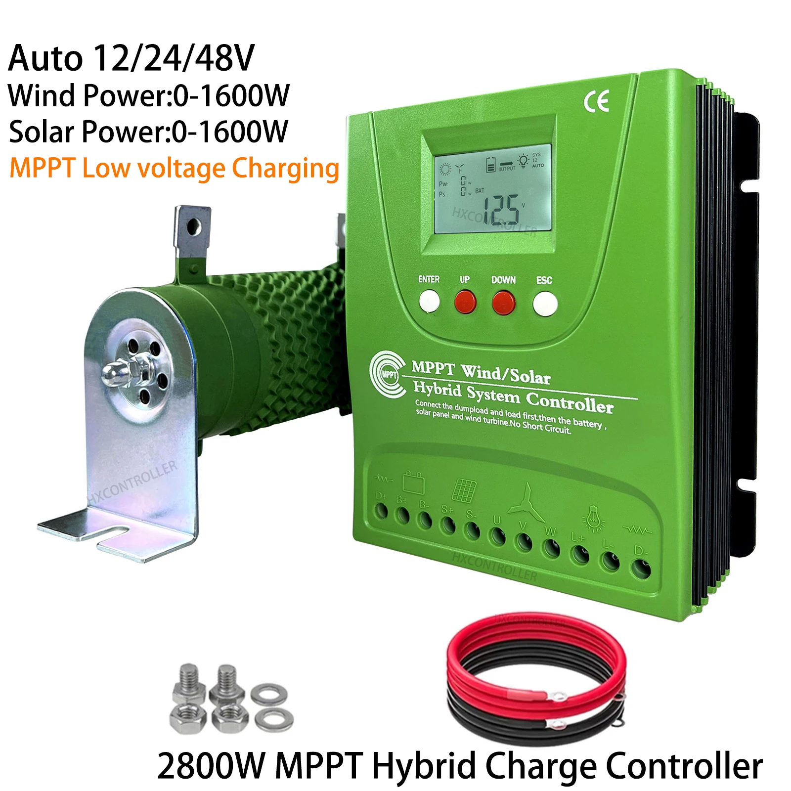 

12V 24V 48V 2800W Wind Solar Hybrid Charge Controller MPPT Charge for Solar Panel Wind Turbine, Lithium Lead Acid Battery