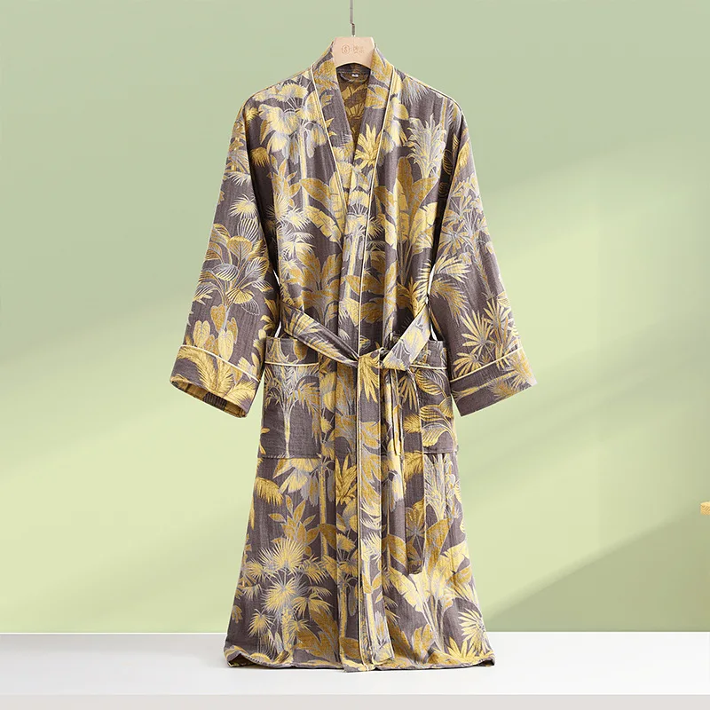 Cotton Fashionable Full Sleeve Kimono Bathrobe for Spring and Summer Thin Home Wear Absorbent Quick Drying Sleeping Robe