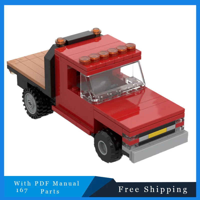 شعبية 167 قطعة شاحنة صغيرة حمراء الرجعية وحدات اللبنات نموذج لتعليم الأطفال لتقوم بها بنفسك تجميع لعبة هدايا عيد الميلاد عيد الميلاد #3