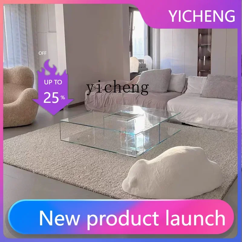 

Журнальный столик LYY в итальянском минималистичном стиле из закаленного стекла, квадратный, для гостиной