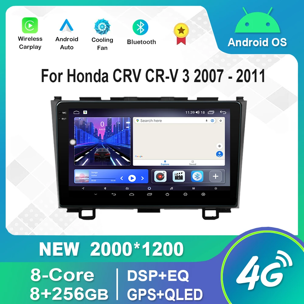 

For Honda CRV CR-V 3 2007 - 2011 intelligence Android Car Radio Multimedia Player Audio Stereo IPS QLED Screen GPS DPS