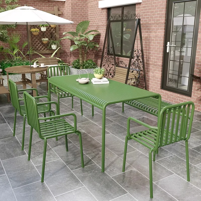 

Nordic outdoor garden courtyard table and chair combination modern simple wrought iron terrace chair