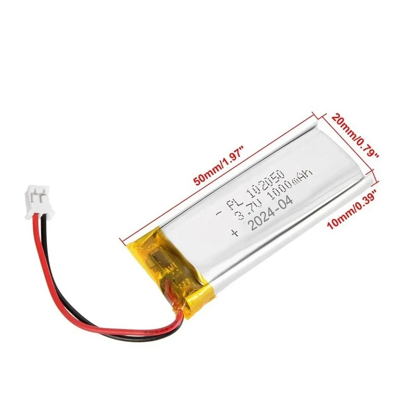 102050 3.7v polimer litowy 1000mAh mały akumulator Li-Po do stalowego głośnika Bluetooth narzędzie do ładowania baterii MP3/4/5