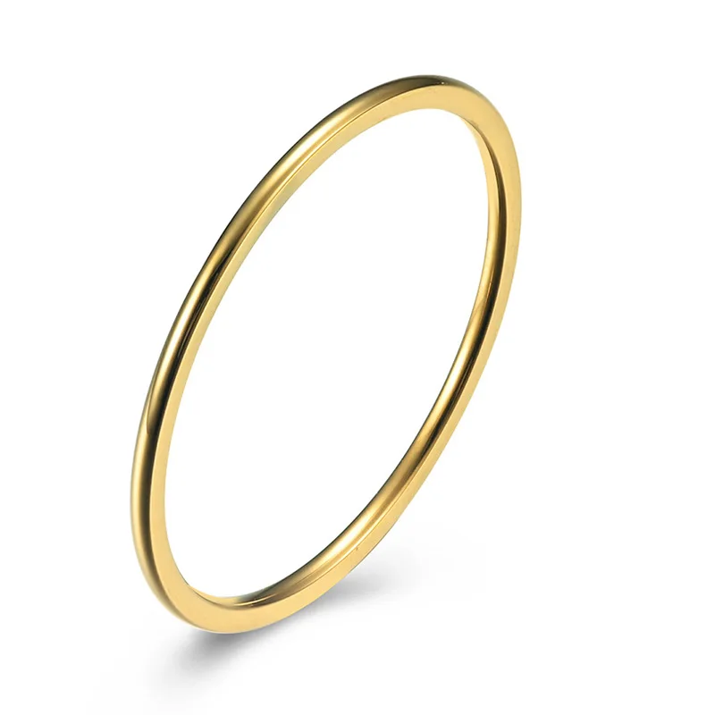 Anillo de acero de titanio de 1mm, sortija fina Simple para mujer, Color dorado, rosa y plateado, regalo de joyería de boda