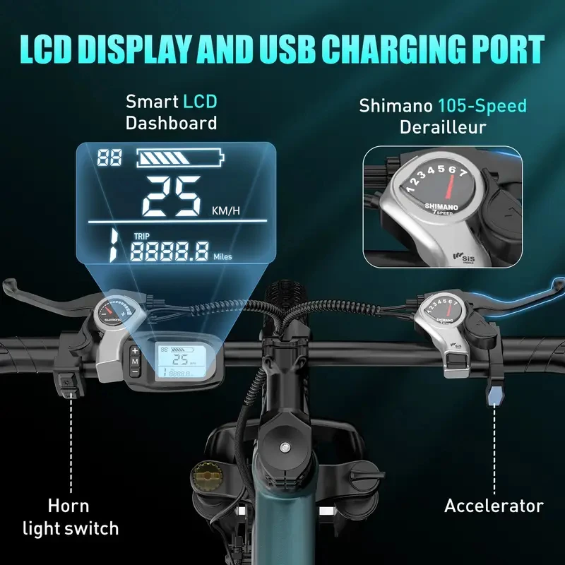 Bicicleta eléctrica para adultos, bicicleta de montaña eléctrica de 26 "y 24", bicicleta eléctrica con motor de pico de 600W, 23,9Mph, 10,3AH, 13,3AH, bicicleta eléctrica para adultos
