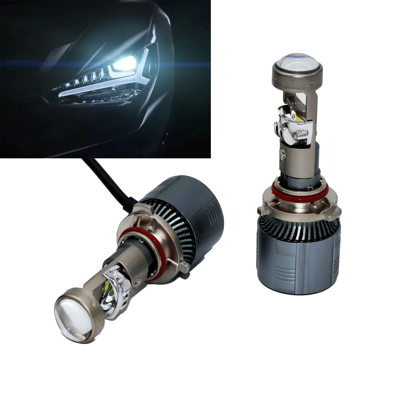 

mini Projector HB4 9006 HB3 9005 160W LED Headlight Kit High Low Beam 500% Super Bright 6500K White Bulbs