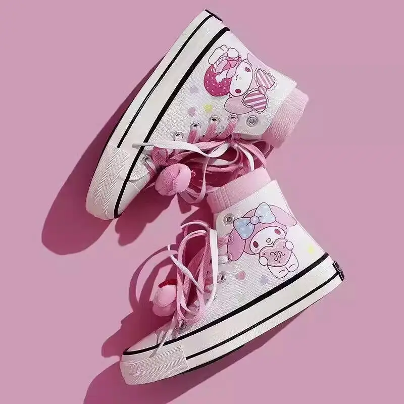 Nette My Melody Leinwand Schuhe Anime Hallo Kitty Frauen Casual Schuhe Cartoon Mädchen Student Kt Dicken Boden Schuhe Trend Bord Schuhe
