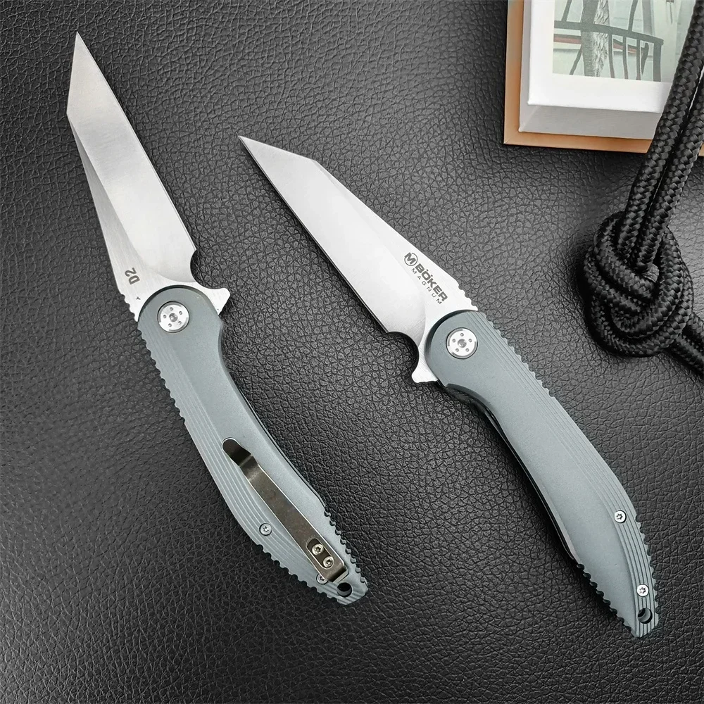 Boker Magnum Bearing Knife 440C Blade Aluminum Alloy Handle Outdoor Folding Knife Multi-function EDC Men\'s Camping Hunting Tool