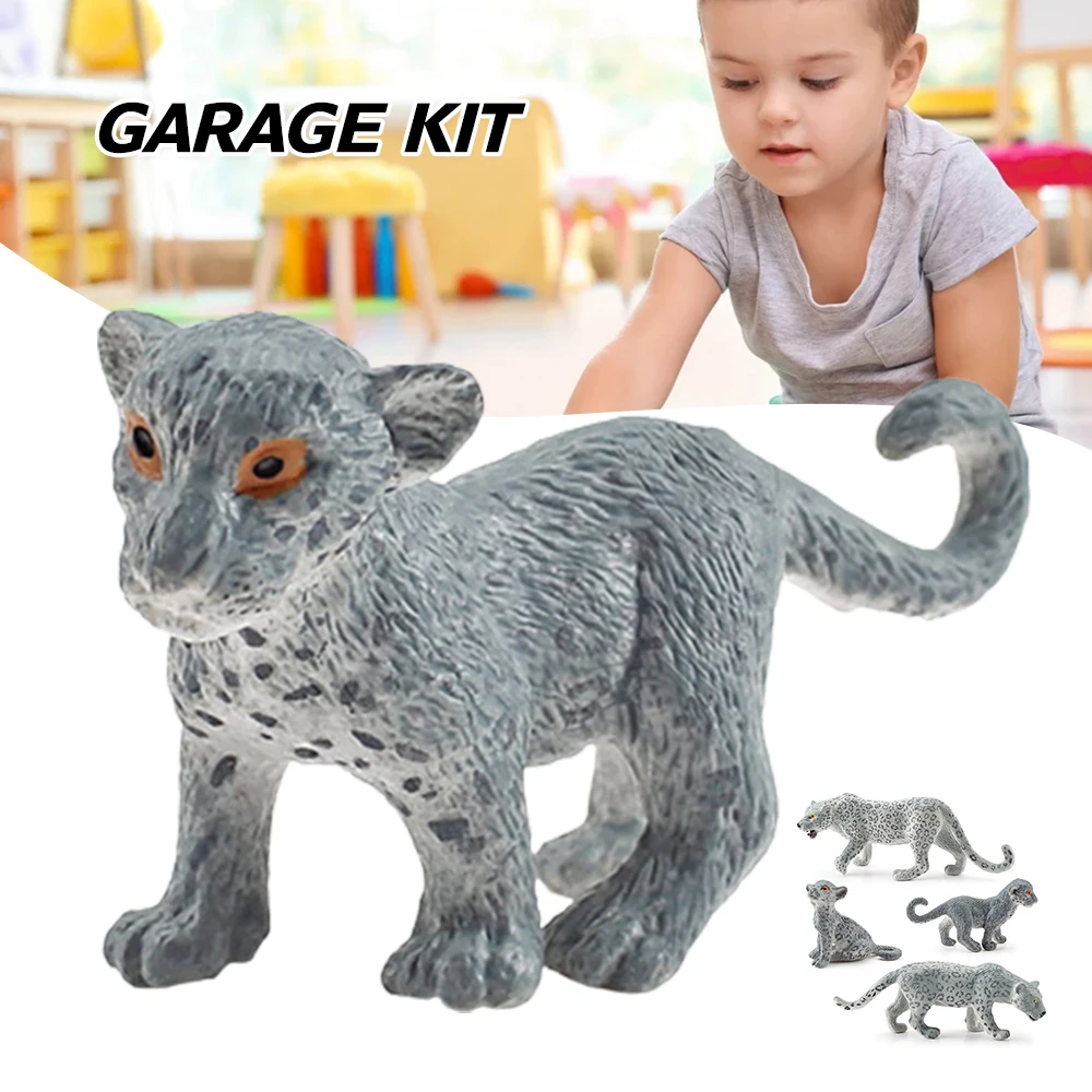 Plastikowe figurki lampartów śnieżnych, zabawki, prezenty dla dzieci na urodziny, dekoracja domu