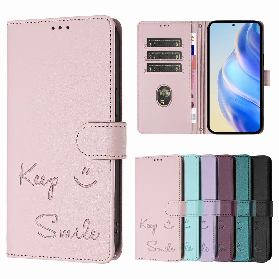 

Pop Keep Smile Flip Case For Samsung Galaxy S25 Edge S24 S23 S21 S20 FE S22 Plus Ultra Wallet Card Slots Phone Protect Cover #EO