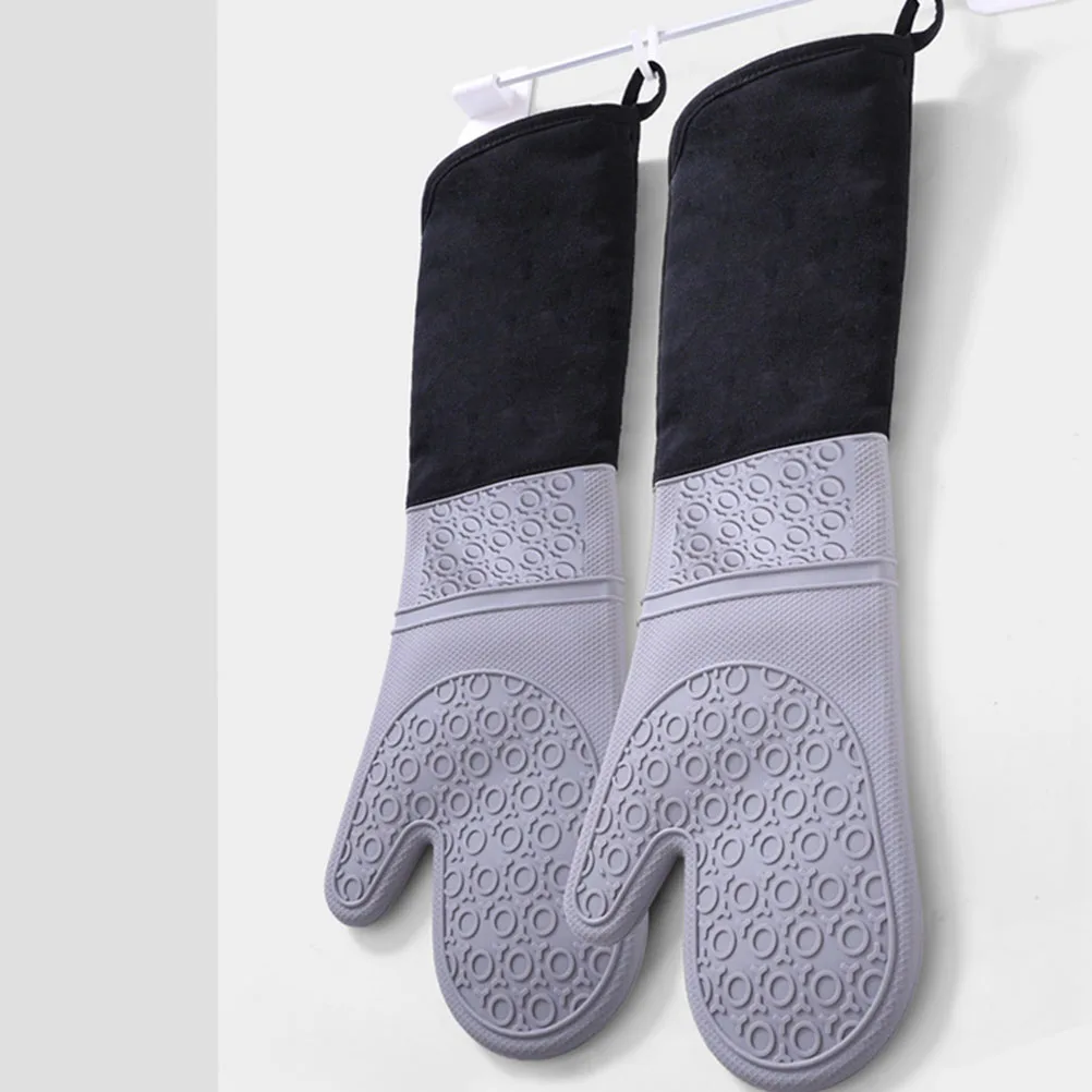 

1pc Heat Gloves Insulation Kitchen Oven Microwave Oven Glove Mitts Microwave Baking Gray Silicone Anti Scald Gloves