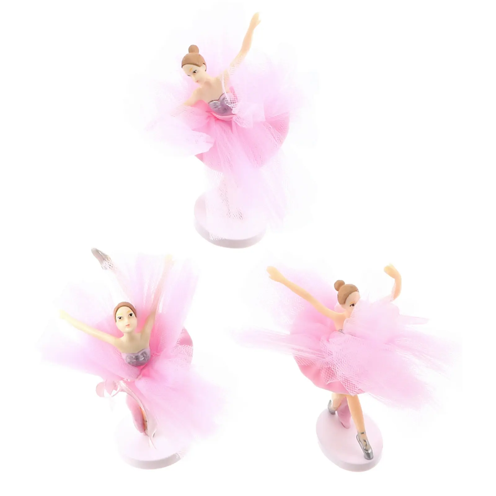 3 juegos de adornos para tartas de ballet, base resistente de alta calidad, pose de baile elegante, ligero y compacto para mini