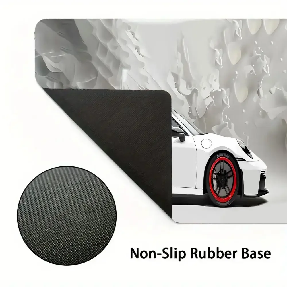 Cool White Wave Car Mouse Pad Game Rug Large Gaming Non-slip Seamed Edge Mousepads Laptop Tablet Mat PC Extended Pads Playmat