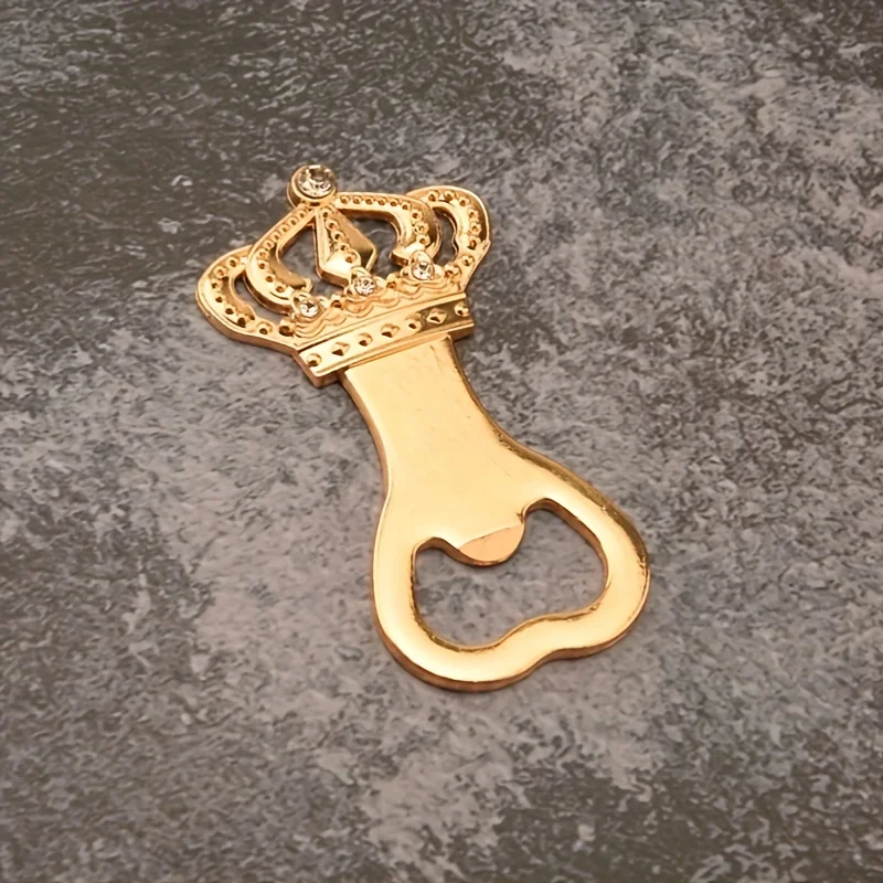 1pc Golden Crown Design Beer Bottle Opener - Durable Alloy Steel, Decorative   Party Accessory - 3.8cm x 8.2cm