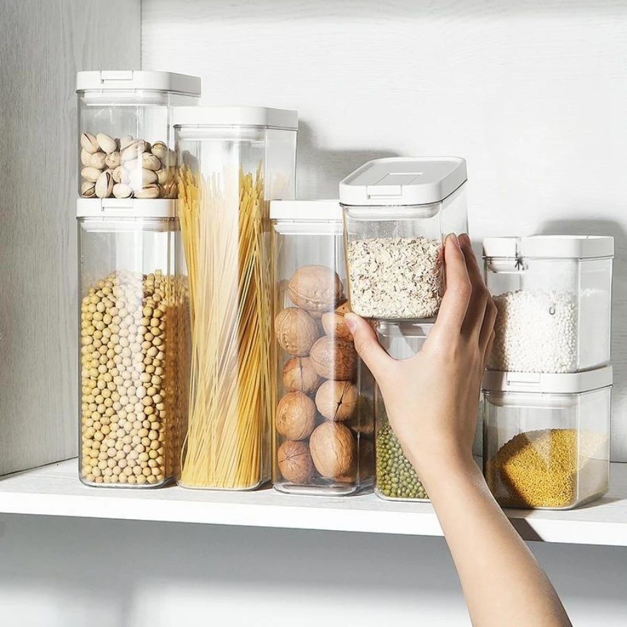 Scatola per la conservazione degli alimenti sigillata da 1 pezzo con coperchio, organizer per la conservazione degli alimenti di dimensioni multiple per la conservazione di cereali per alimenti secchi