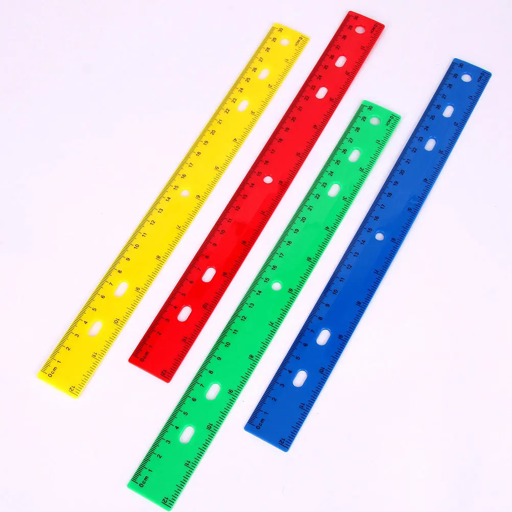 12pcs Plastic Straight Ruler 30Cm Colorful Measuring Tool For School Office Classroom Drawing Students Architecture Metric Ruler