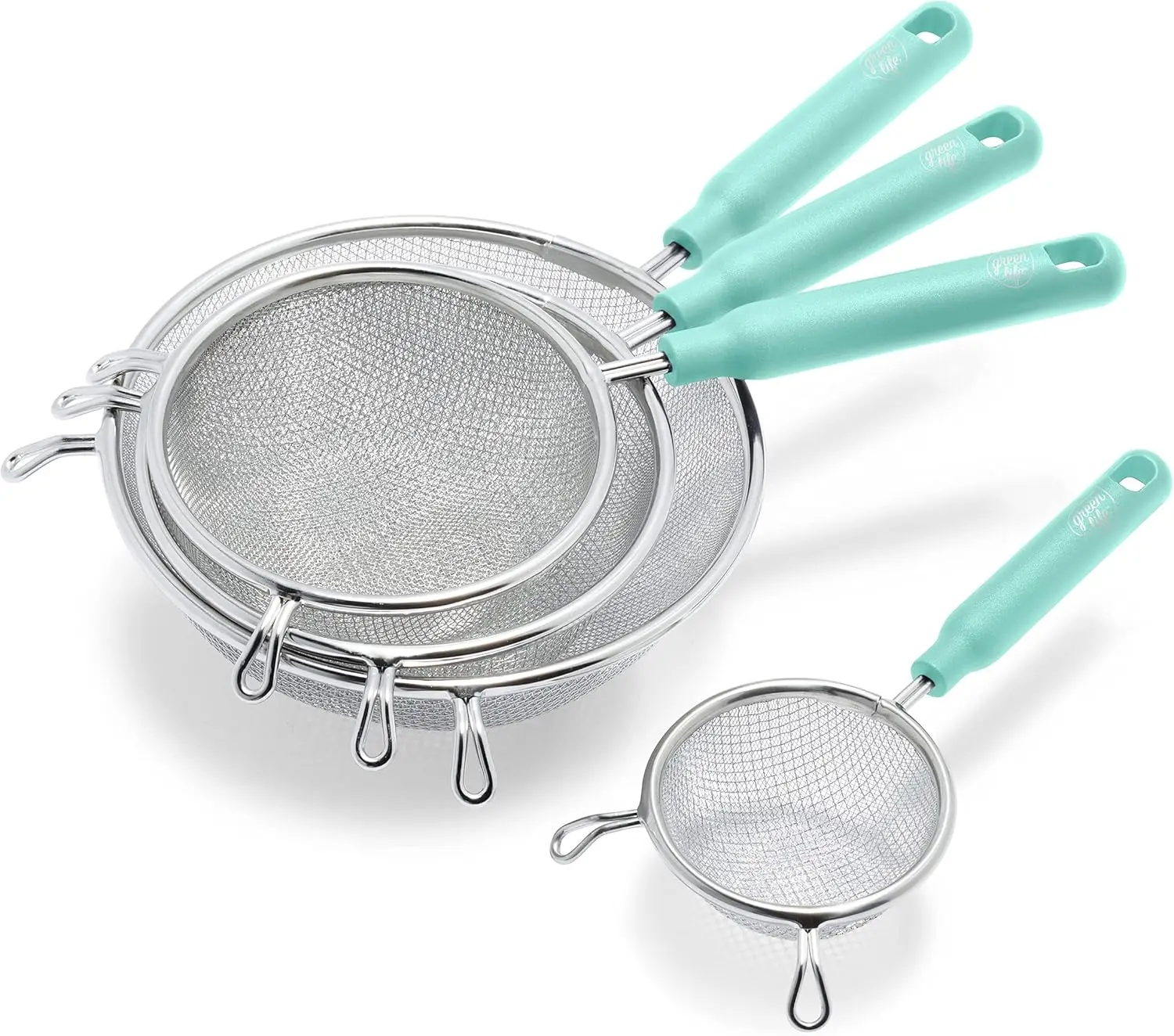 

Cooking Tools and Utensils, 4 Piece Extra Fine Stainless Steel Mesh Strainer Kitchen Set, Stay Cool Handles, Dishwasher