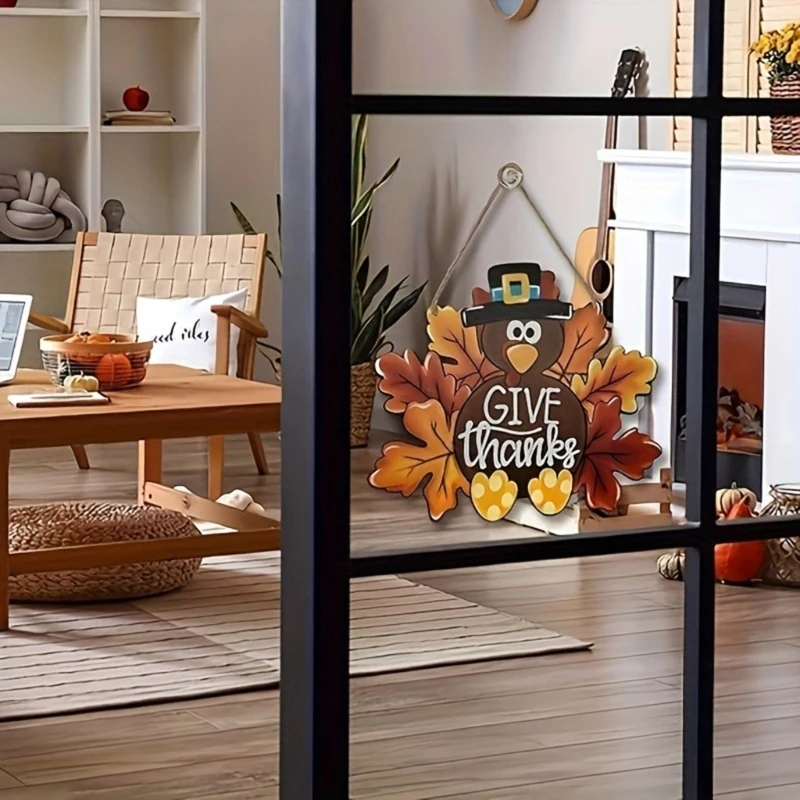Deurhanger met koord Handgemaakte Thanksgiving Turkije Teken Muurhangende Hanger Binnen Buiten Seizoensdecoratie