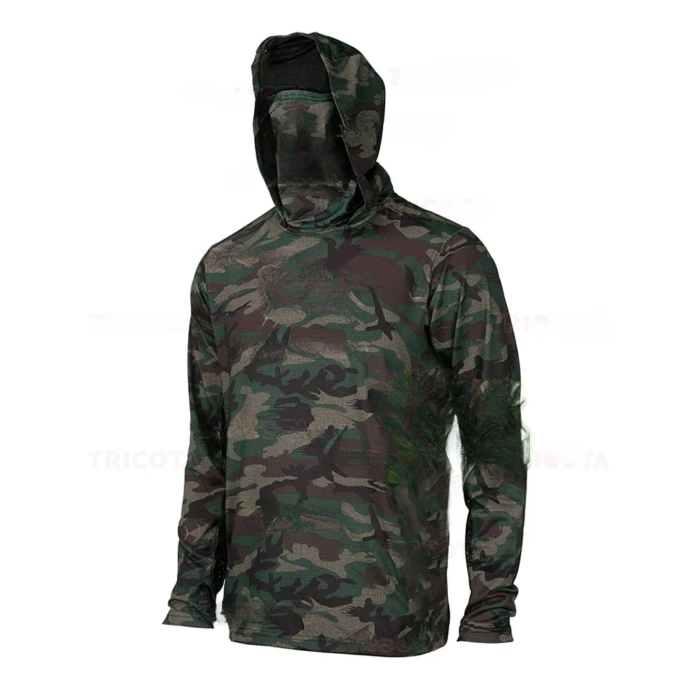 Men's Fishing Hoodie Shirts UPF 50+ Sun Protection Long Sleeve Breathable Fishing Clothing With Mask UV view 3