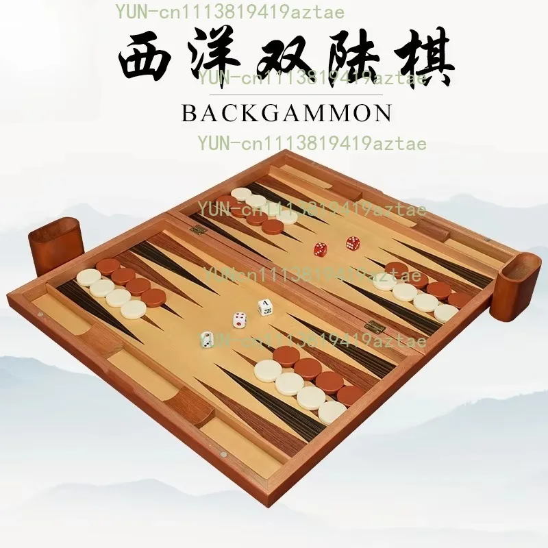 11/13/15/17/19 Inch Wooden Backgammon Set, Classic Tabletop Game for Home Party Entertainment