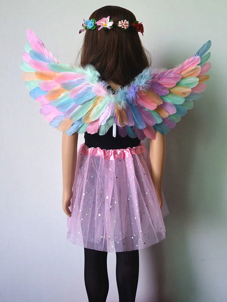 Kids Adult Children Boys Girl Black Party Demon Evil Devil  Feather Wing Angel Halo Butterfly Skirt Christmas Halloween Costume